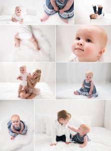 baby photographer shows baby in cute dress